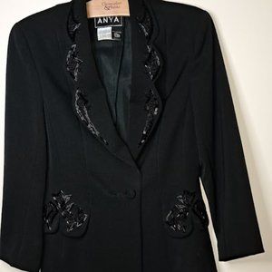 Anye Black Wool Beaded Jacket Size 8